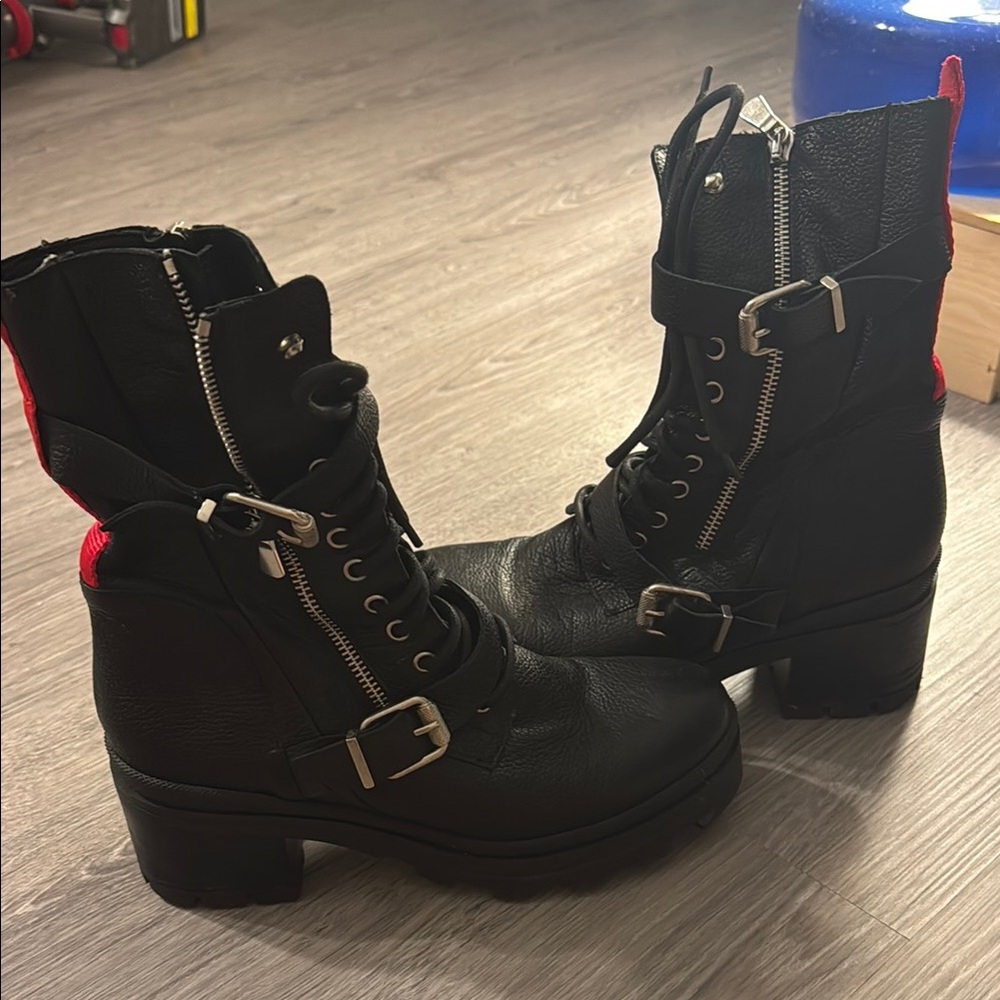 Black and Red Women's Ankle Boots